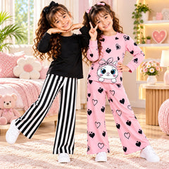 C1 —Pack of 2 Stripes & Bunny Heart Girls Co-Ord Set