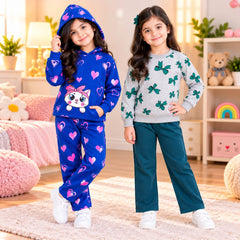 Blue Kitty & Teal Bow Girls Dress – Pack of 2