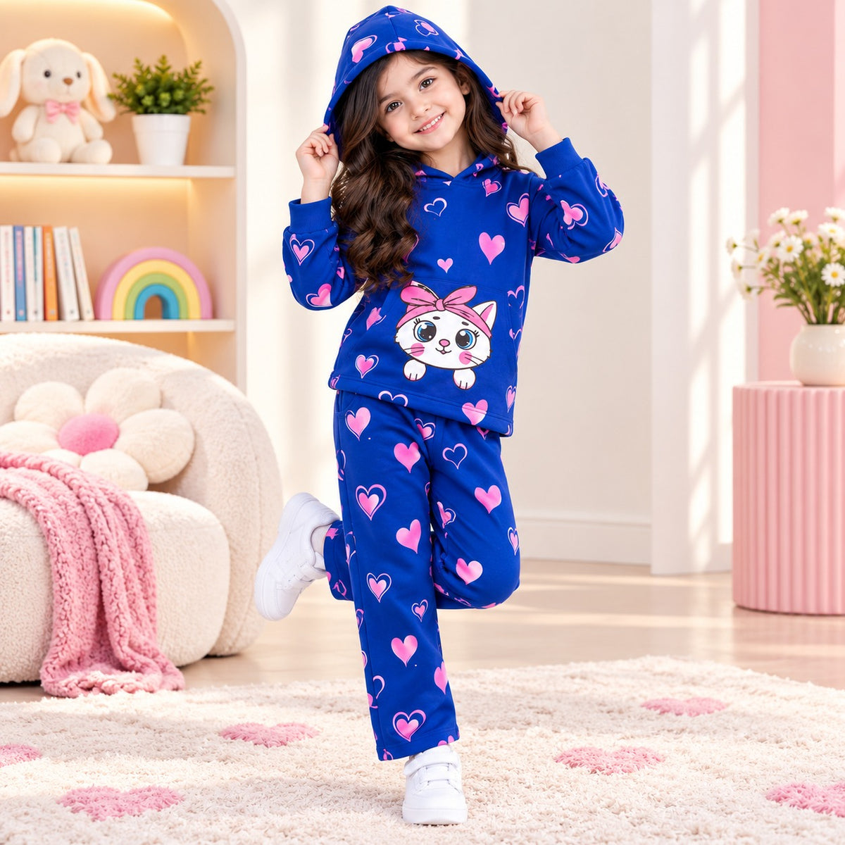 Blue Kitty Hoodie 2 Pc