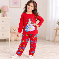 Red Princess printed kids short sleeves