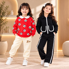 Panda & Black Zip-Up Boys Tracksuit Set (Pack of 2)