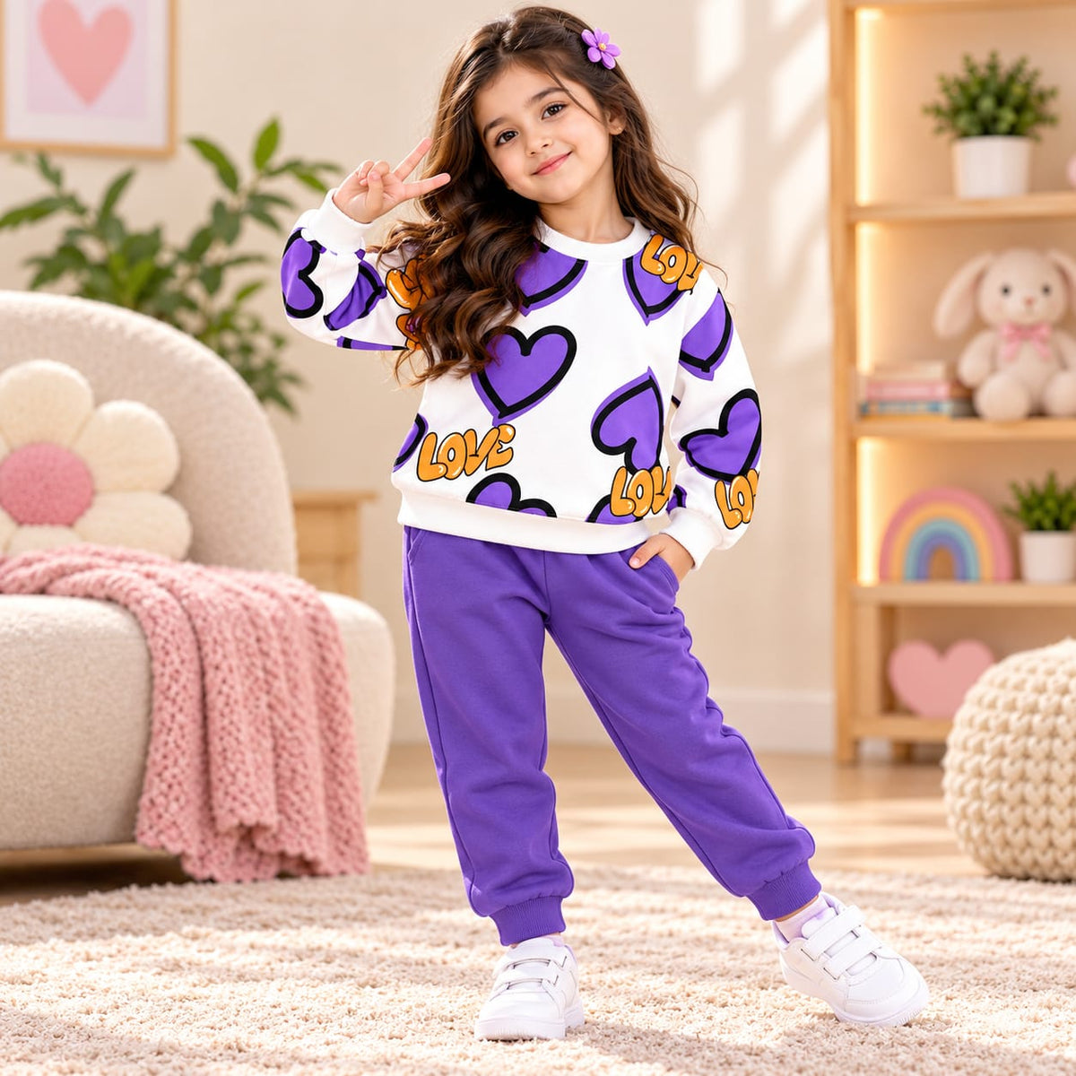 UNIQUE PURPAL LOVE HEART WINTER OUTFIT