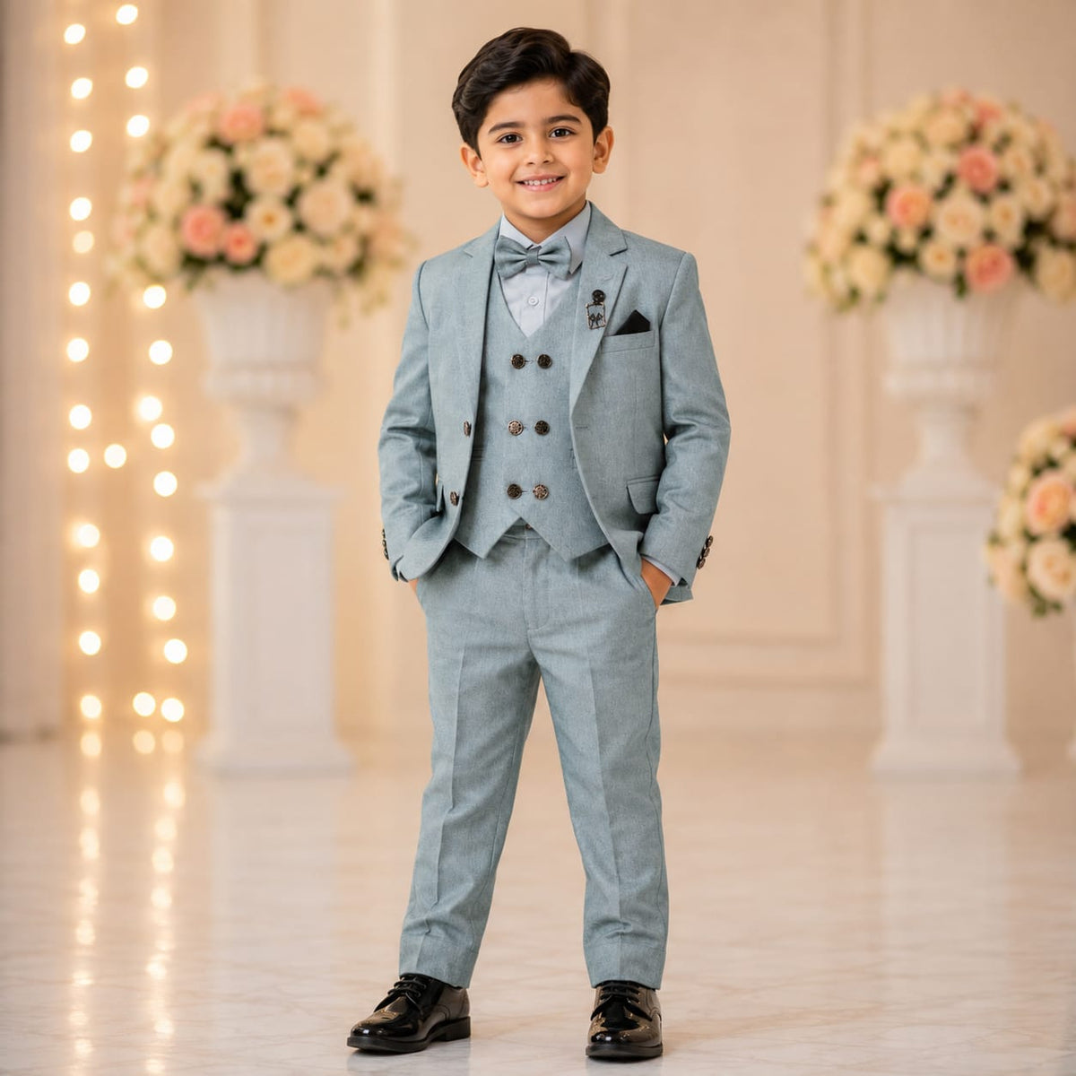 Boys 4-Piece Green  Coat Pant Suit (Size 2–13 Years)