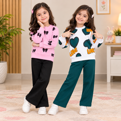Black Bow Prints & Orange LOVE Suit Set – Pack of 2