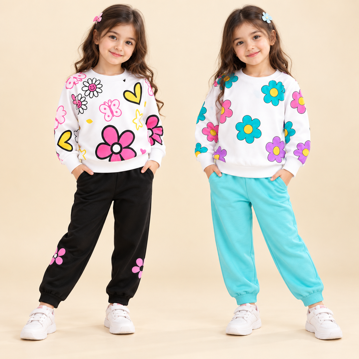 Pink Black Floral &  Multicolor Flower Printed Suit Set – Pack of 2