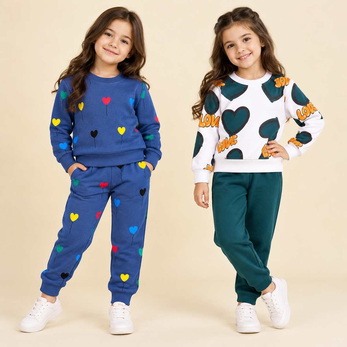 Blue Multicolor &  White Teal Heart  Suit Set – Pack of 2