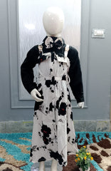 Red blue black Floral Western Dress – Elegant Style for Girls