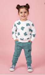 Cute Mint Bear Printed Tracksuit