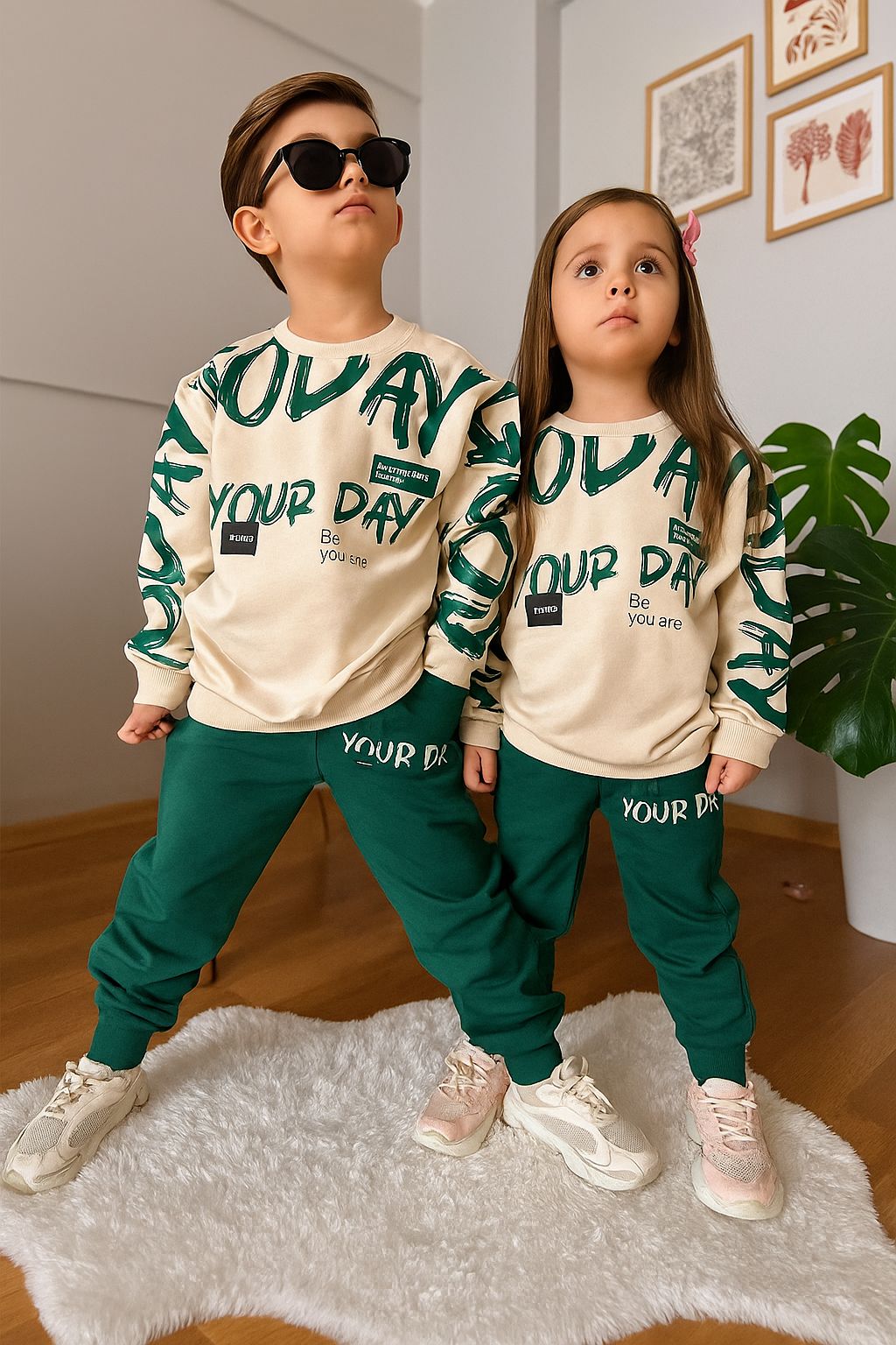 Title: Stylish "Your Day" Printed Tracksuit for Kids