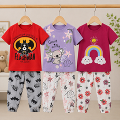 Flashman, Koala & Rainbow Kids T-Shirt & Trouser Co-Ord Set – Pack of 3
