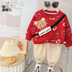RED HAPPY BEAR KIDS WINTER TRACKSUIT