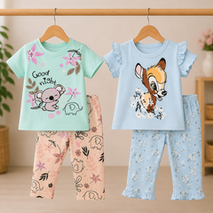 Koala & Deer Half Sleeve Pajama Set  (Pack of 2)