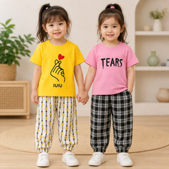 Yellow Heart & Pink Plaid Pajama Set  Pack of 2 Girls