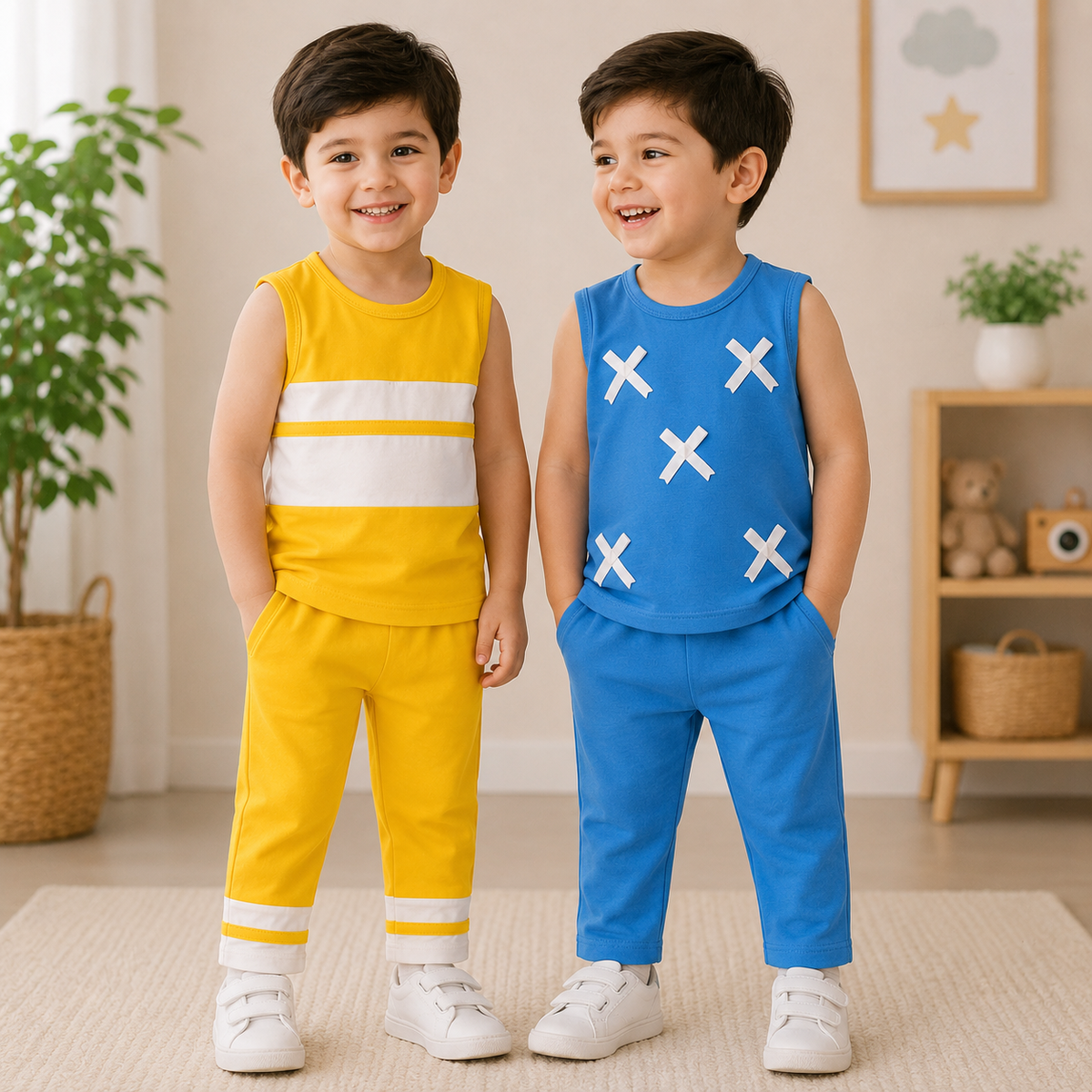 Soft Casual Outfit Premium Cotton Sleeveless Summer Co-Ord Set Pack of 2