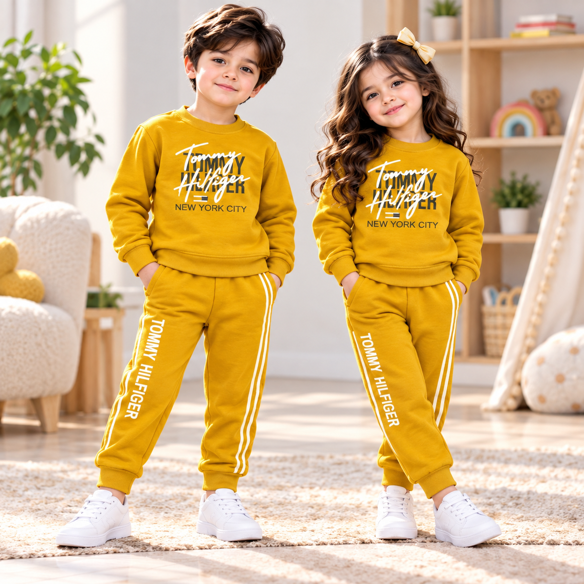 Yellow Tommy Hilfiger Kids Tracksuit – Premium Winter Collection
