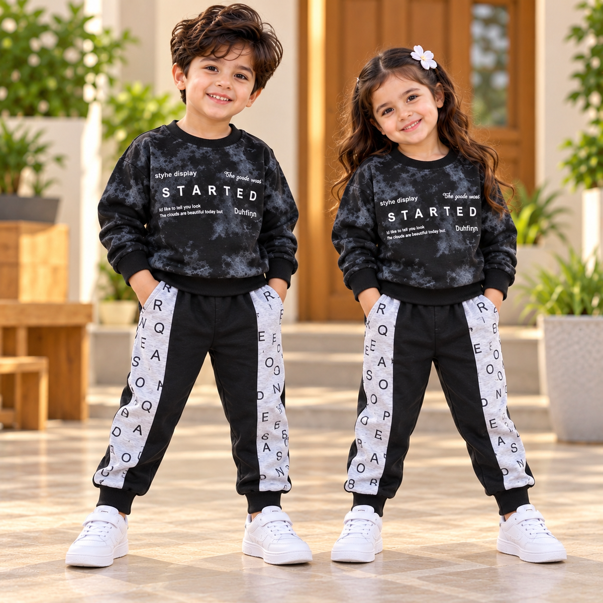 Black Alphabet Print Kids Co-Ord Set – O1