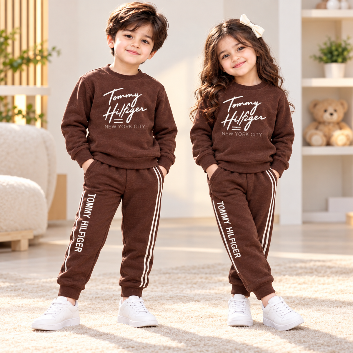 Brown Tommy Hilfiger Kids Tracksuit – Premium Winter Collection