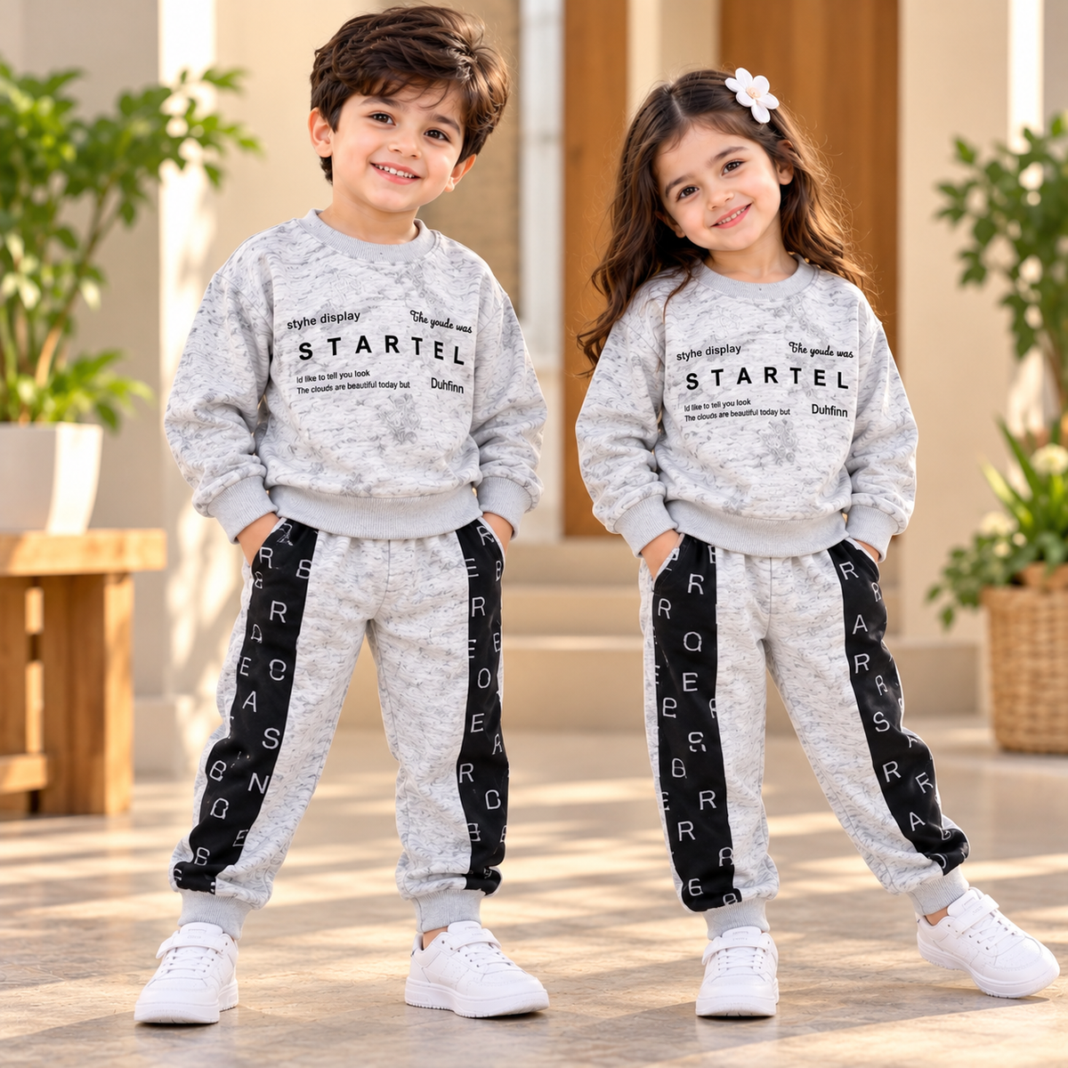 Grey Alphabet Print Kids Co-Ord Set – O1