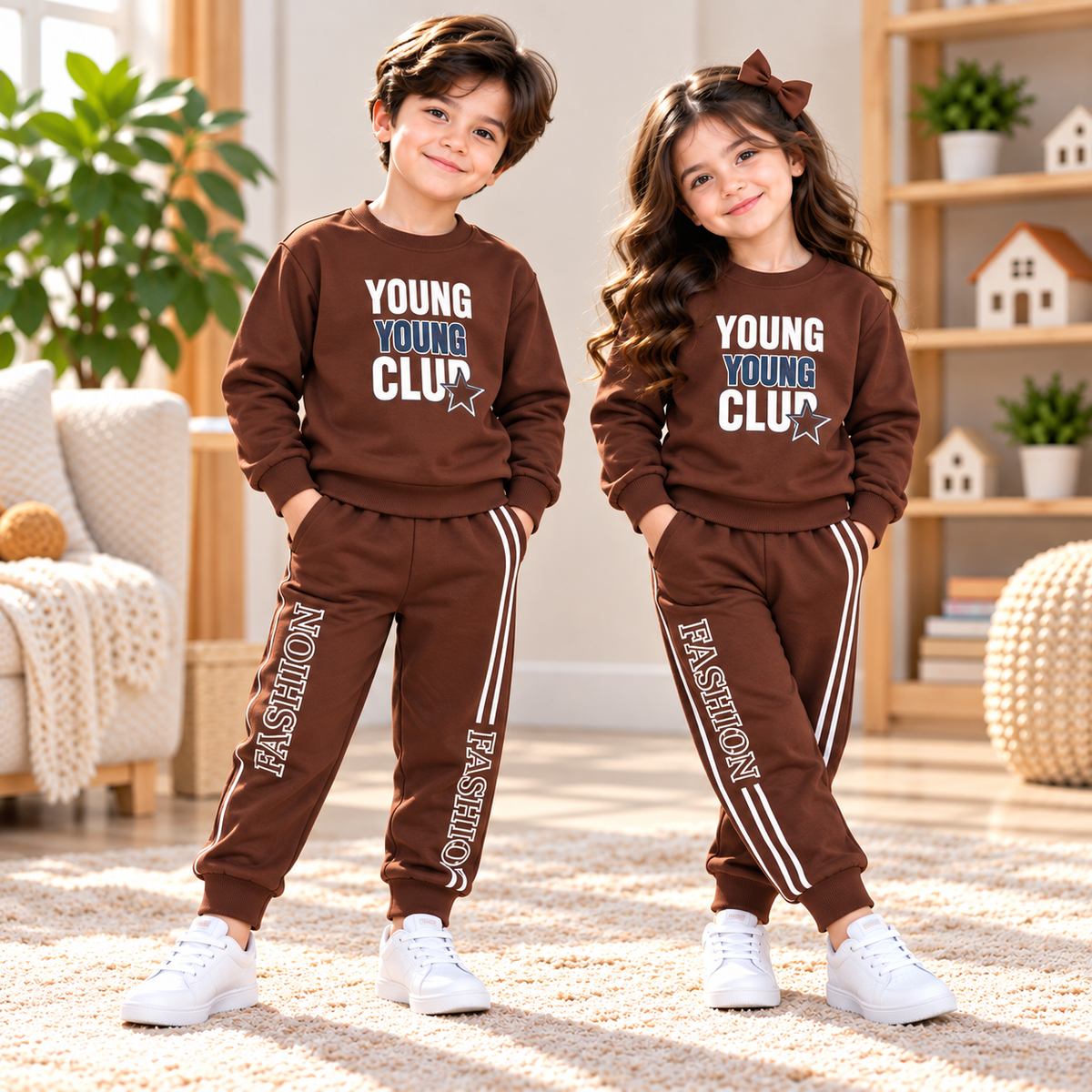 Brown Young Young Club Kids Tracksuit – Premium Winter Collection