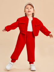 Baby girl  zipper style winter fleece tracksuit - #WS00-02