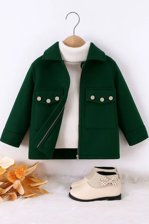 Baby/boy winter new bottle green button style zipper coat - W2025-014
