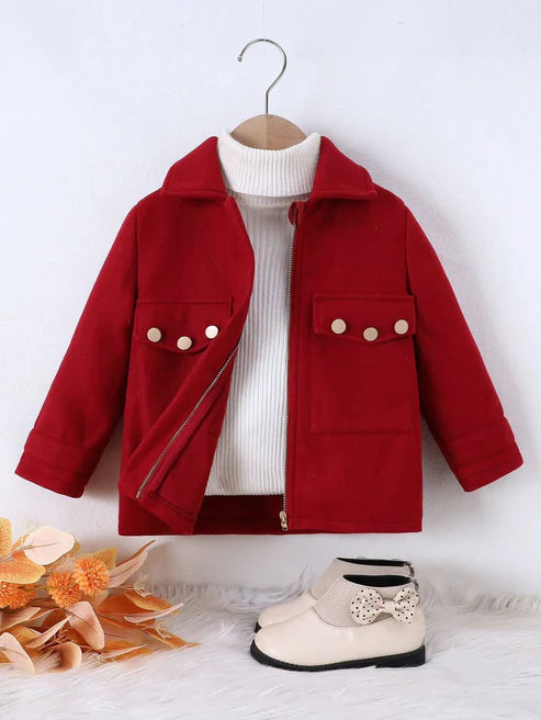 Baby/boy winter new red button style zipper coat - W2025-015