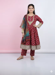 Elegant Embroidered Lawn Frock Suit for Girls – 4 Beautiful Colors
