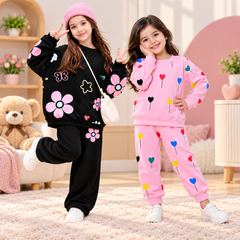 Black Floral  & Pink Heart Balloon Co-Ord Set Pack Of Two