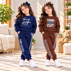 Tommy Hilfiger Navy & Fashion Young Club Brown Girls Winter Tracksuit – Pack of 2