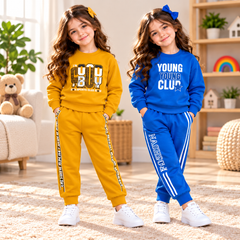 Good Boy Yellow & Young Club Blue Kids Winter Tracksuit  ( Pack of 2 )